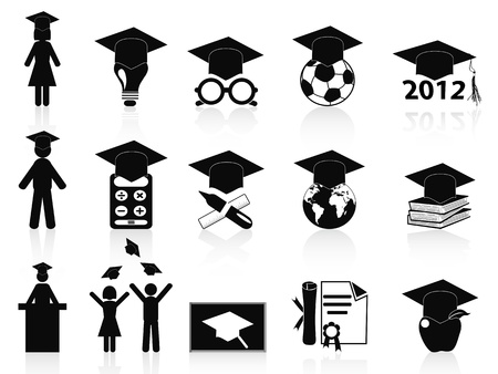 isolated black Graduation icons set from white backgroundのイラスト素材