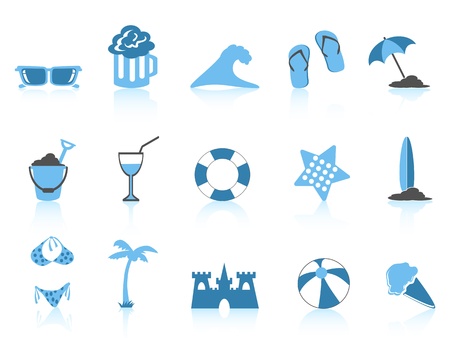 isolated simple blue beach icons on white backgroundのイラスト素材