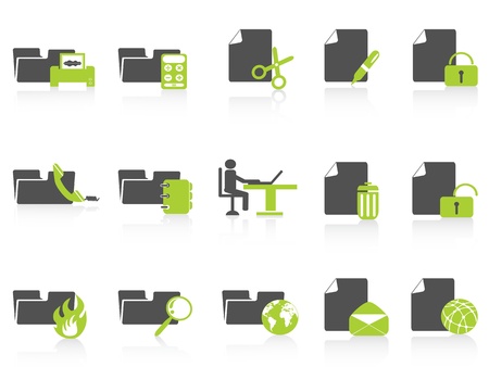 isolated folder and document icons green series from white backgroundのイラスト素材