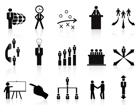 isolated black management icons set on white backgroundのイラスト素材