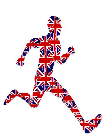 a runner with UK flag jigsaw on white backgroundのイラスト素材