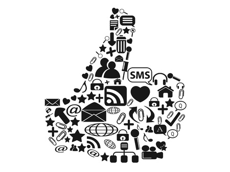 the thumbs up filled with black web icons on white backgroundのイラスト素材