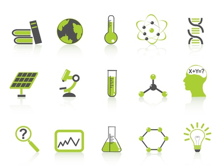 isolated green science icons set from white backgroundのイラスト素材