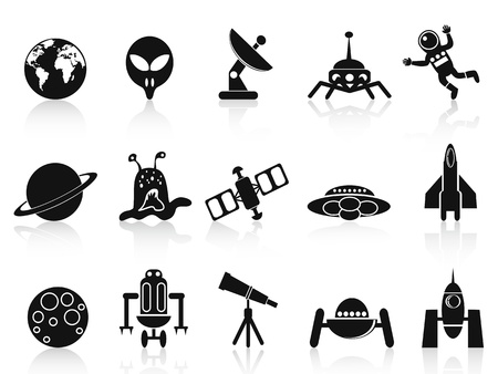 isolated black space icons set on white backgroundのイラスト素材