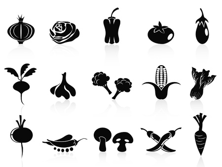 isolated black vegetable icons set on white backgroundのイラスト素材