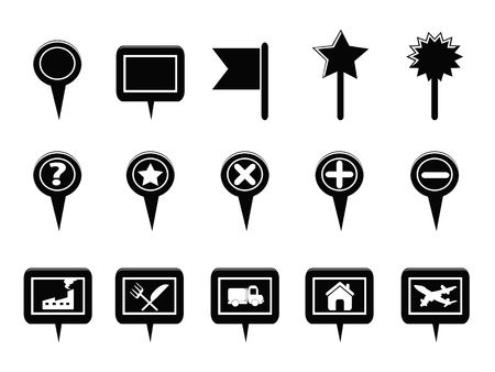 isolated black GPS and Map Navigation Markers from white backgroundのイラスト素材