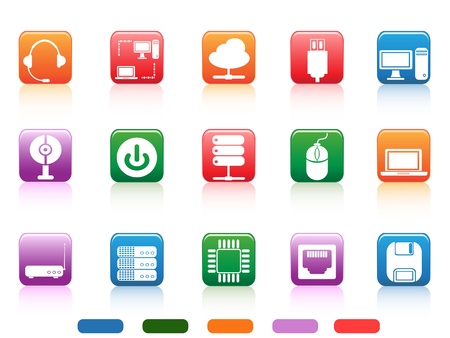 isolated computer devices and components buttons icon on white backgroundのイラスト素材