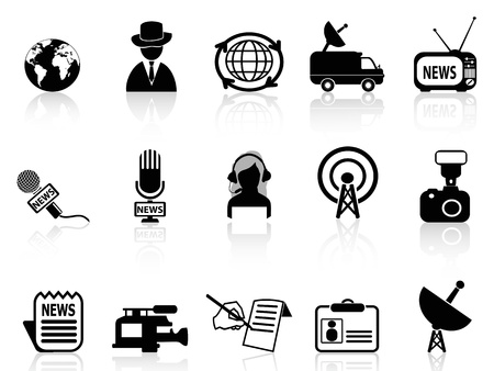 isolated news reporter icons set from white backgroundのイラスト素材