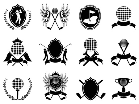 some collection of black golf insignia for designのイラスト素材