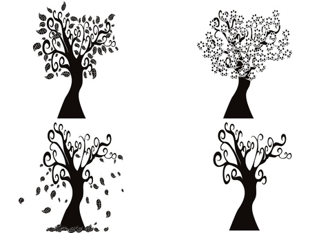 the tree from spring to winterのイラスト素材