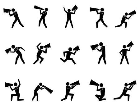 isolated people with megaphone set on white backgroundのイラスト素材