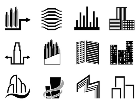 the collection of Real estate and city buildings symbol on white backgroundのイラスト素材