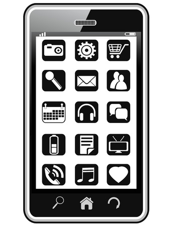 isolated smart phone with icons on the screenのイラスト素材
