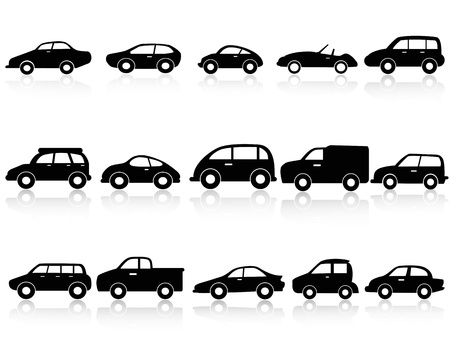 isolated car silhouette icons from white backgroundのイラスト素材