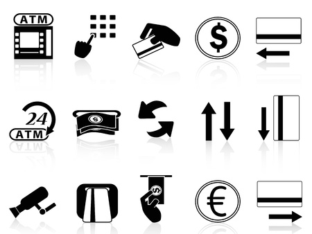 isolated atm machine and credit card icons set on white backgroundのイラスト素材