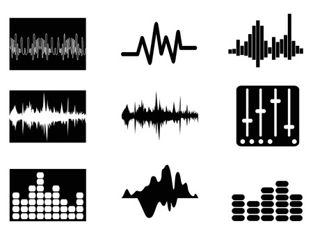 isolated music soundwave icons set from white backgroundのイラスト素材