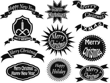 isolated black christmas labels from white のイラスト素材
