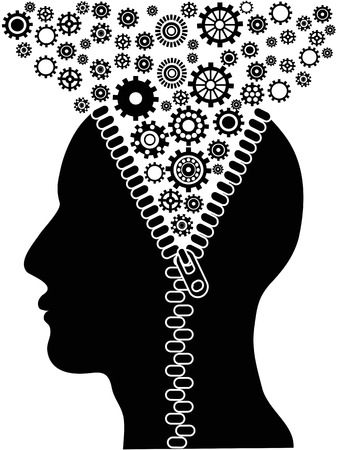 the background of unzipped human head with cogs for designのイラスト素材