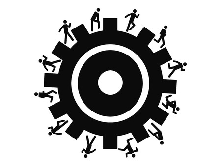 the background of people running around gear for designのイラスト素材
