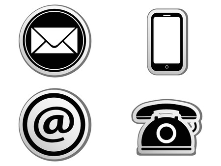 isolated Contact icon buttons set from white backgroundのイラスト素材