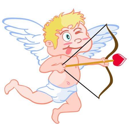 isolated a cute cartoon style of funny cupid on white backgroundのイラスト素材