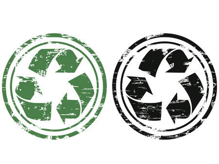 two color of grunge recycling stamp on white background 	のイラスト素材