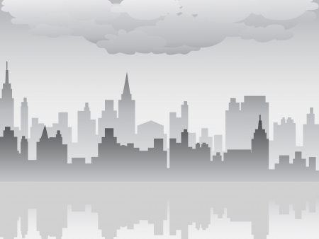 the pollution city filled with dirty pollution smogのイラスト素材