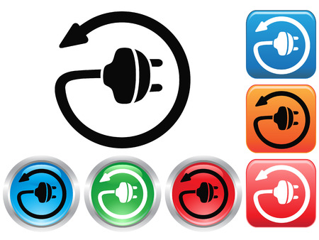 isolated Electric plug button icons set from white のイラスト素材