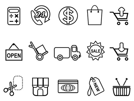 isolated shopping line icons set from white backgroundのイラスト素材