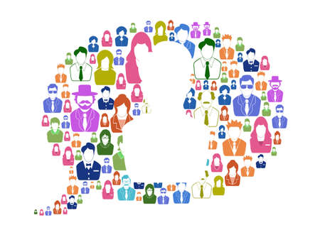 isolated Diversity people in speech bubble from white backgroundのイラスト素材