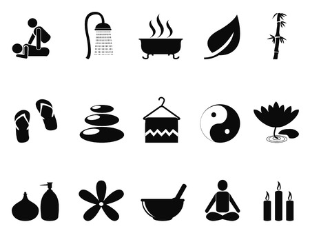 isolated black spa icons set from white backgroundのイラスト素材