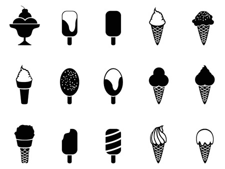 isolated black ice cream icons from white backgroundのイラスト素材