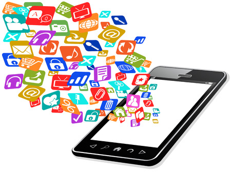 isolated mobile phone concept icons out of mobile phone from white backgroundのイラスト素材