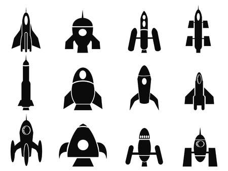isolated black rocket icons from white backgroundのイラスト素材