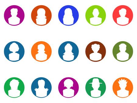 isolated color round button avatar icons on white backgroundのイラスト素材