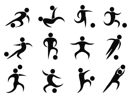 isolated abstract soccer players icons from white background