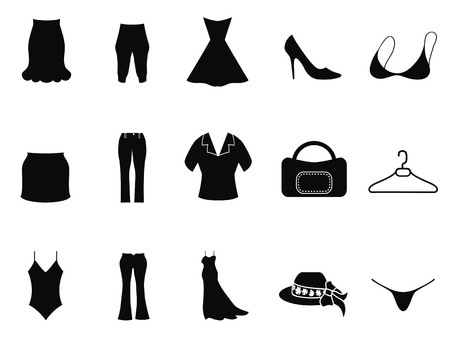 isolated black woman fashion icons set from white backgroundのイラスト素材