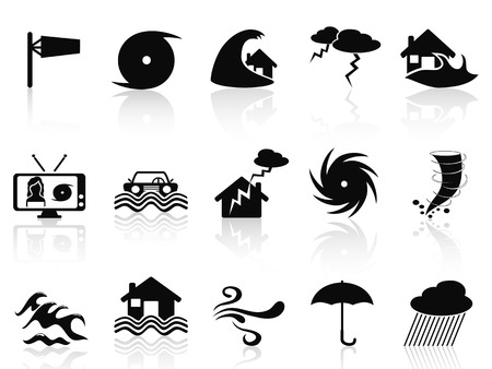isolated black storm icons set from white backgroundのイラスト素材