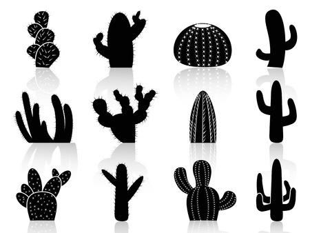 isolated cactus Silhouettes from white backgroundのイラスト素材