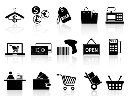 isolated black retail and shopping icons set from white background のイラスト素材