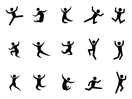 isolated abstract jumping black figures from white background のイラスト素材