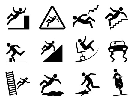 isolated black slippery icons from white backgroundのイラスト素材
