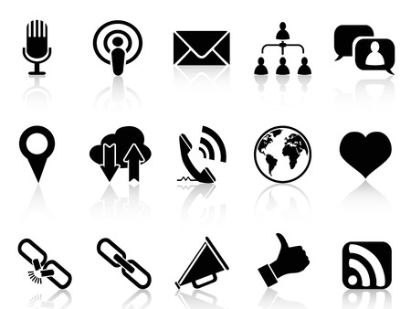 isolated black social communication icons set from white backgroundのイラスト素材