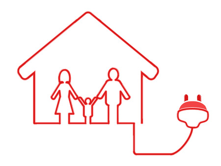 the symbol of family house with electrical plug on white backgroundのイラスト素材