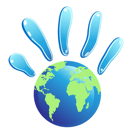 the symbol of hands fingers with earth for designのイラスト素材