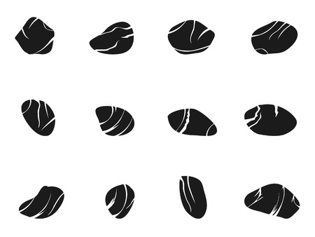 isolated black stone icons set from white backgroundのイラスト素材