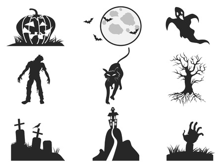 isolated halloween icons set from white backgroundのイラスト素材