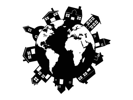 isolated houses around the world from white backgroundのイラスト素材