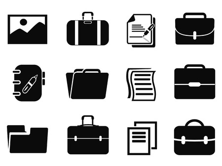 isolated black portfolio icons set from white backgroundのイラスト素材