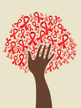 isolated human hand with AIDS ribbons for anti AIDS backgroundのイラスト素材
